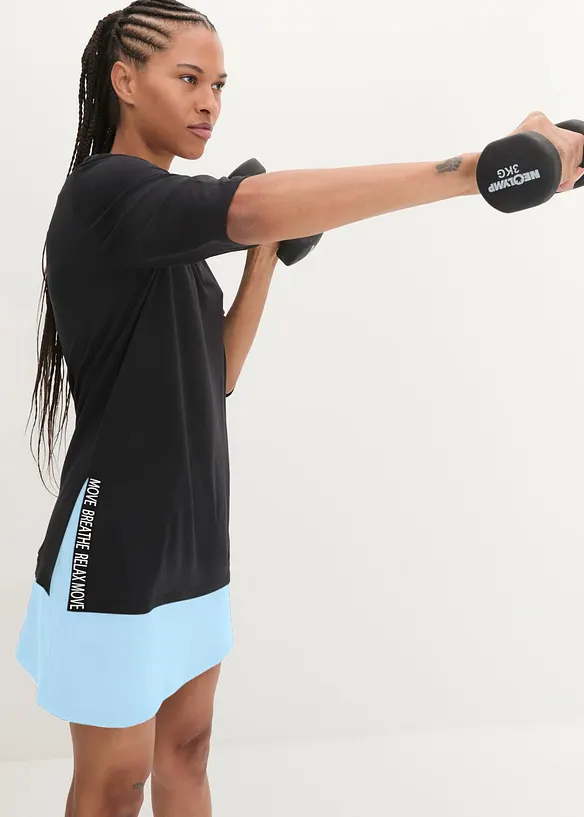 T-shirt long pratique avec fente, s&eacute;chage rapide, bonprix