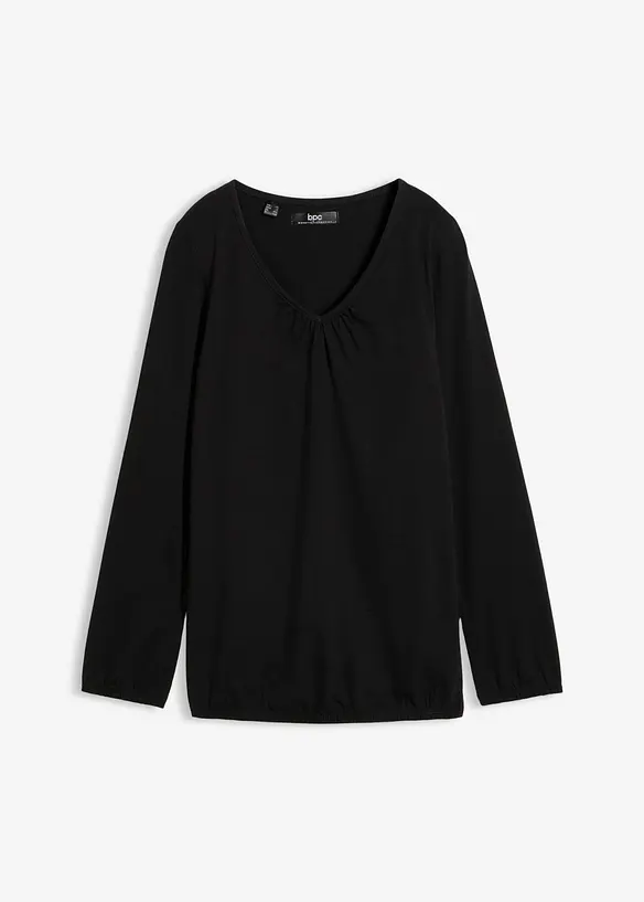 Langarmshirt mit Gummizug aus reiner Baumwolle, bonprix