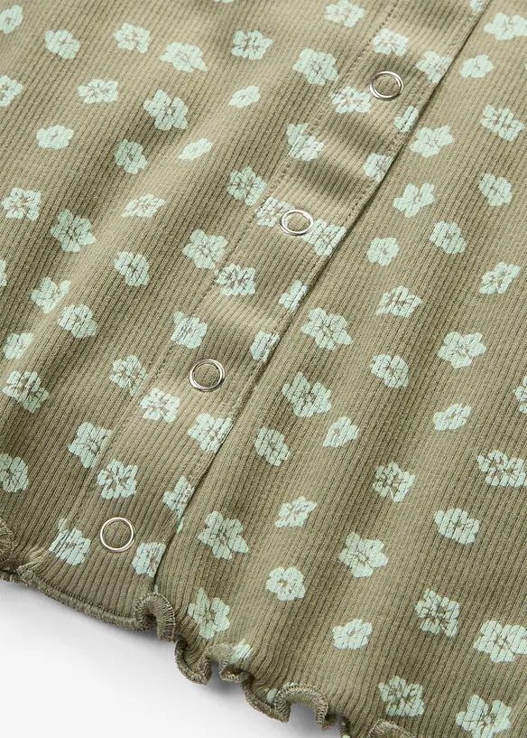 Ripp-Shirt mit Blumendruck aus reiner Baumwolle, bonprix