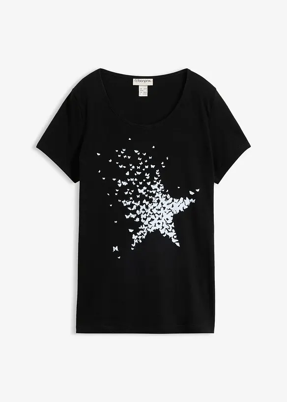T-shirt coton en fil flamm&eacute;, manches courtes, bonprix