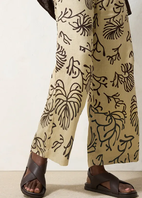 Pantalon large &agrave; pinces 100% lin, bonprix
