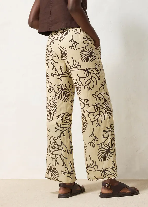 Pantalon large &agrave; pinces 100% lin, bonprix