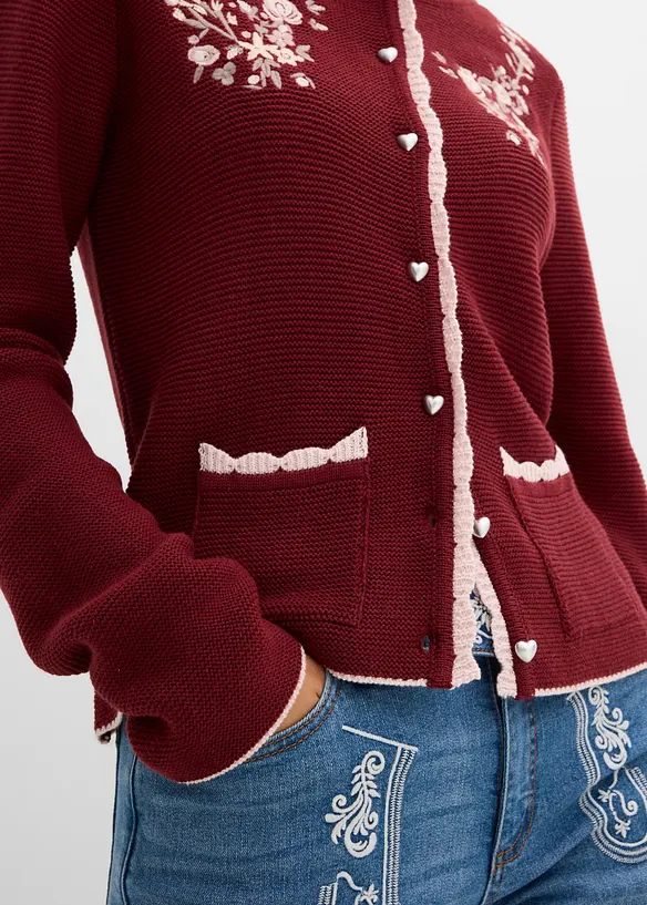 Joli gilet en maille bavarois avec broderie, bonprix
