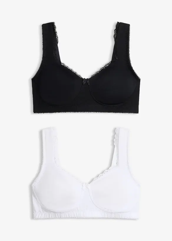 Lot de 2 soutiens-gorge minimiseurs moul&eacute;s coton, sans armatures, bonprix