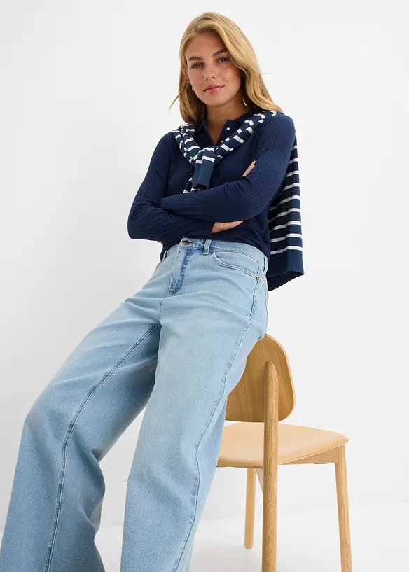 Wide-Leg-Jeans Mid Waist, bonprix