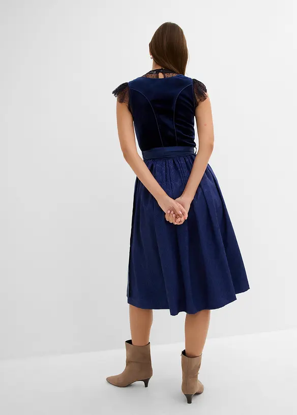 Dirndl midi avec velours (ens. 2 pces), bonprix