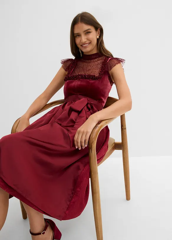 Dirndl midi avec velours (ens. 2 pces), bonprix