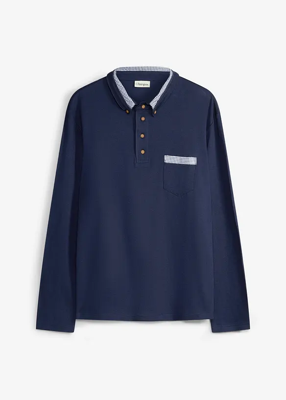 Poloshirt aus reiner Baumwolle mit karierten Details, bonprix