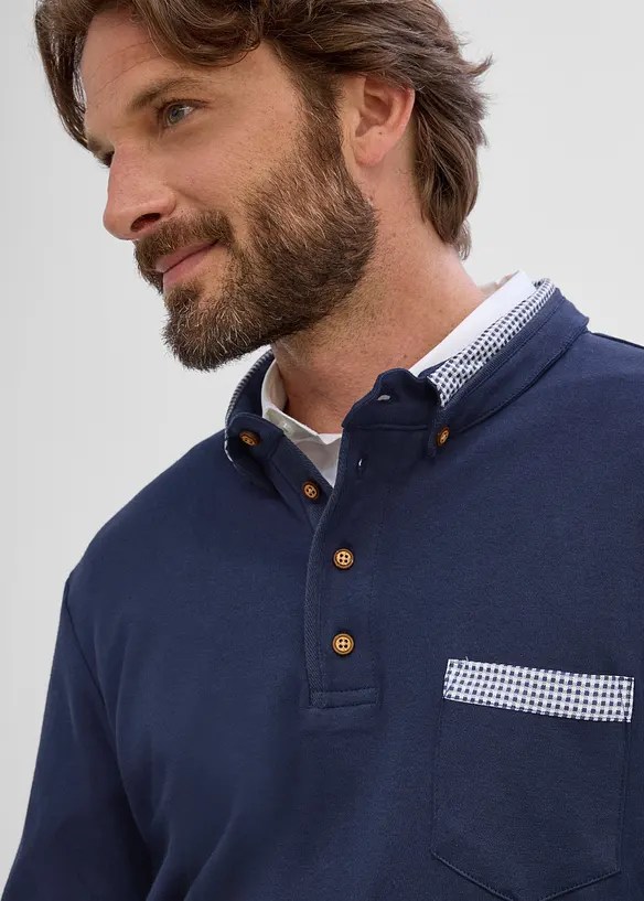 Poloshirt aus reiner Baumwolle mit karierten Details, bonprix