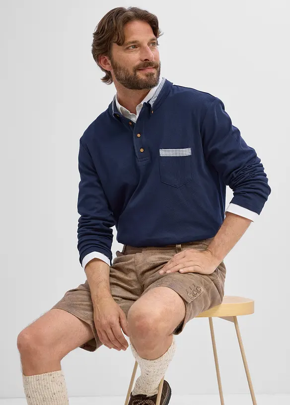 Poloshirt aus reiner Baumwolle mit karierten Details, bonprix