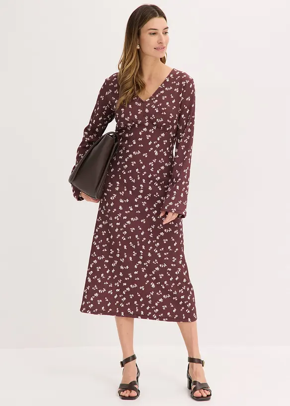 Robe midi en cr&ecirc;pe textur&eacute;, bonprix