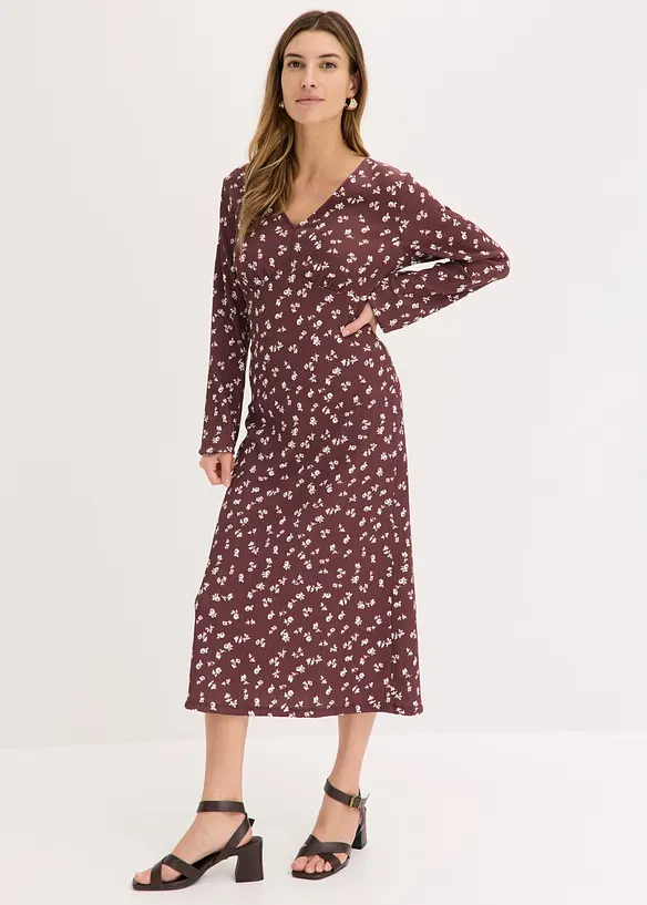 Robe midi en cr&ecirc;pe textur&eacute;, bonprix