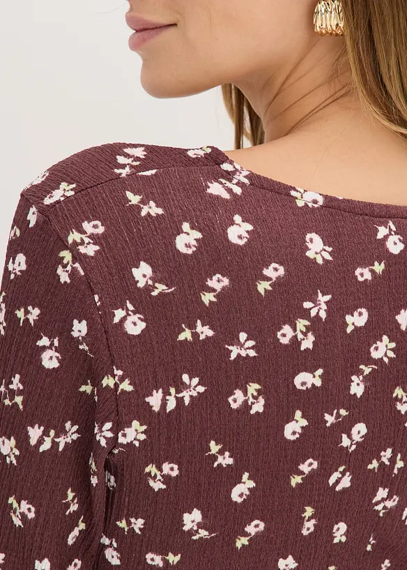 Robe midi en cr&ecirc;pe textur&eacute;, bonprix
