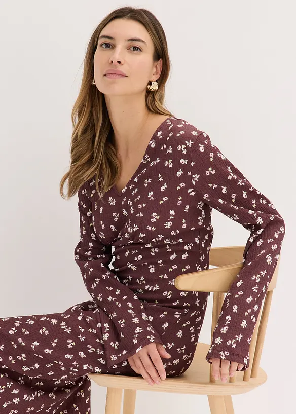 Robe midi en cr&ecirc;pe textur&eacute;, bonprix