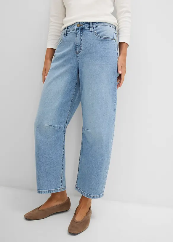 Jean barrel taille mi-haute, bonprix