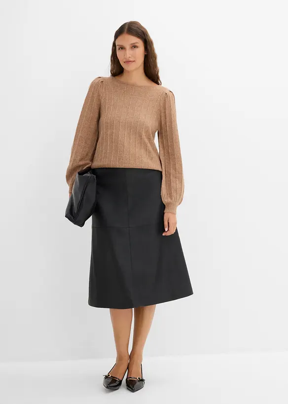 Jupe midi enduite, bonprix