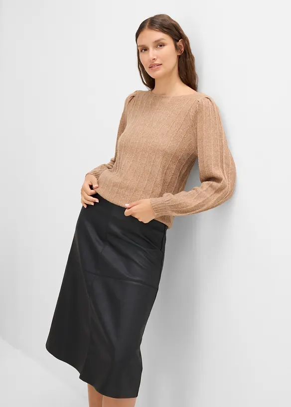 Jupe midi enduite, bonprix