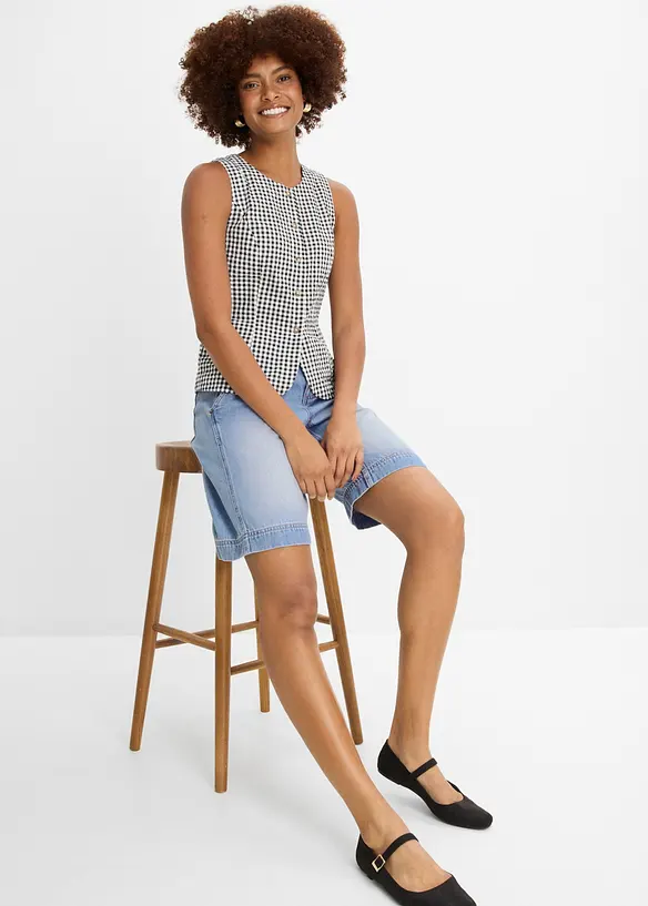 Bermuda en jean l&eacute;ger, taille mi-haute, bonprix