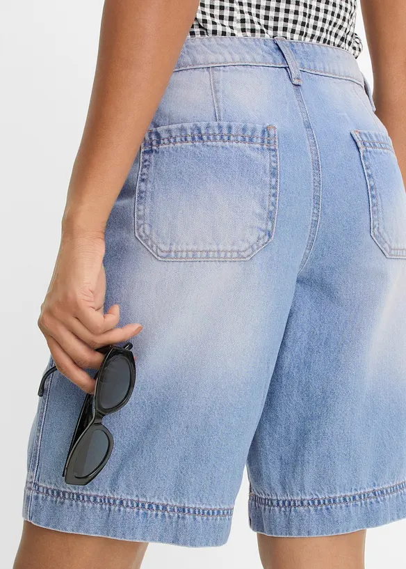 Bermuda en jean l&eacute;ger, taille mi-haute, bonprix