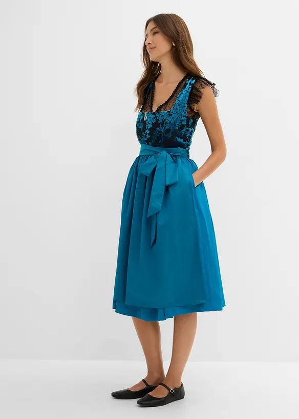 Dirndl midi avec velours (ens. 2 pces), bonprix