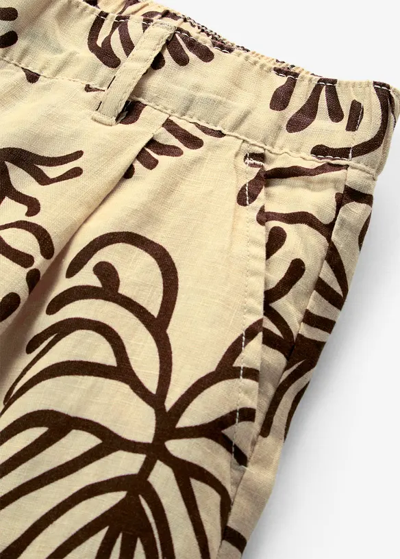 Pantalon large &agrave; pinces 100% lin, bonprix