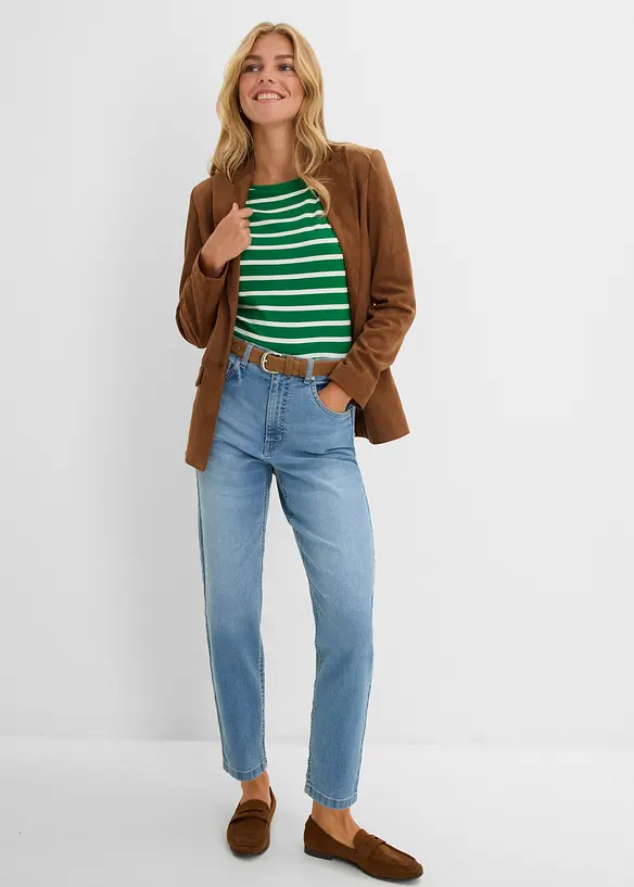 Jean mom taille haute, cropped, bonprix