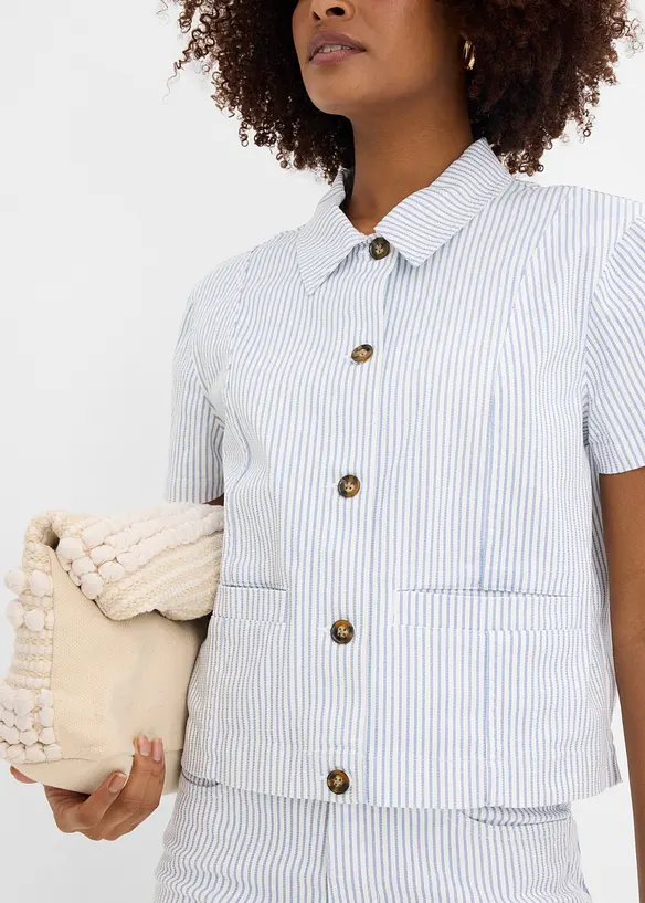 Veste ray&eacute;e en jean, bonprix