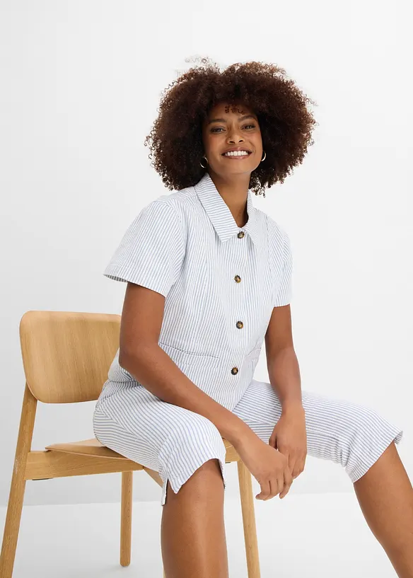 Veste ray&eacute;e en jean, bonprix