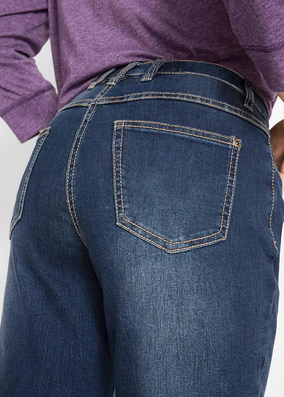 Jean droit taille mi-haute, extensible, bonprix