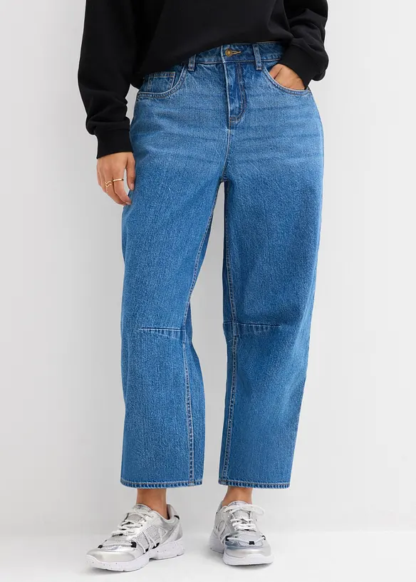 Jean barrel taille mi-haute, bonprix