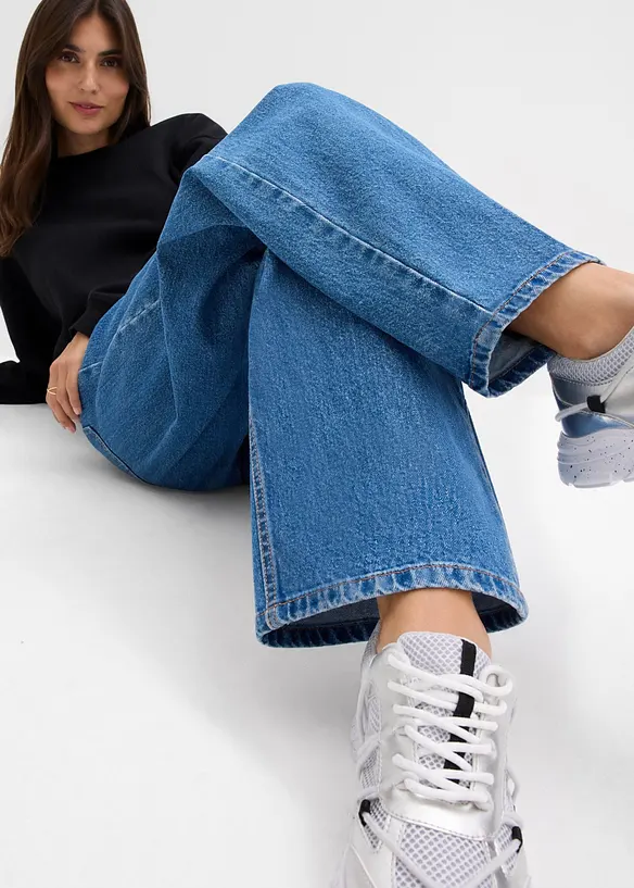 Jean barrel taille mi-haute, bonprix