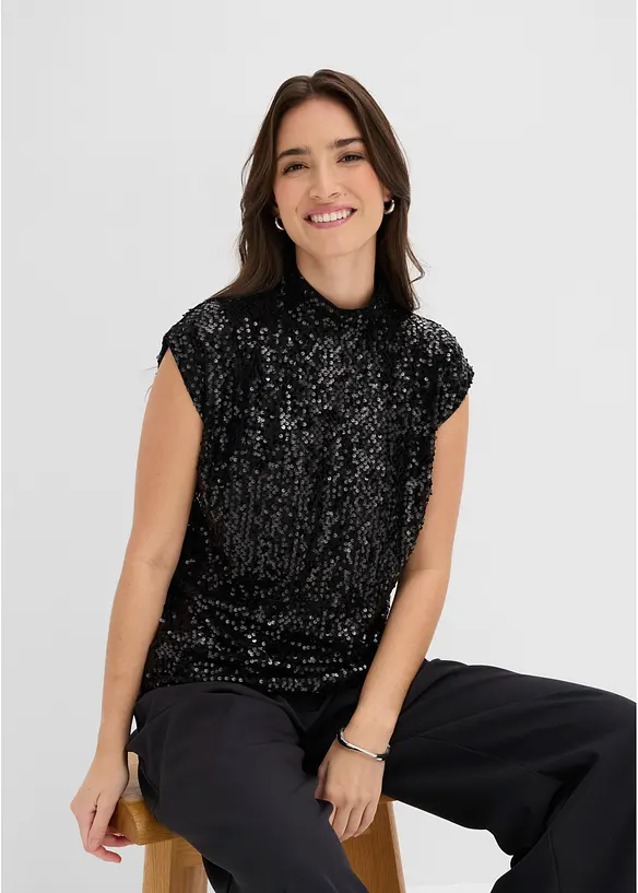 Top &agrave; paillettes, bonprix