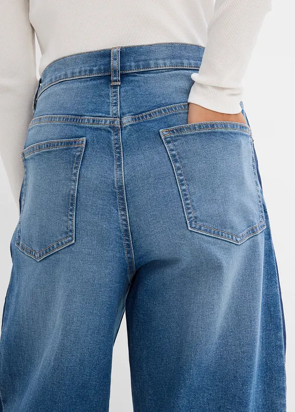 Jean barrel taille haute, cropped, bonprix