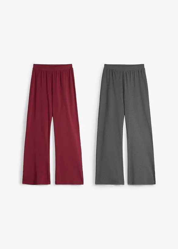 Lot de 2 pantalons &eacute;vas&eacute;s en jersey coton extensible, bonprix