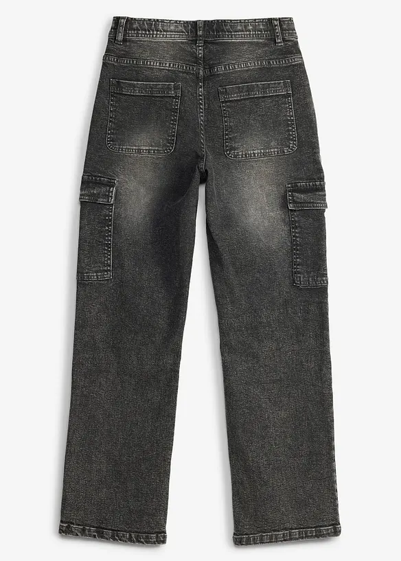 Weite Cargo-Jeans Mid Waist, bonprix