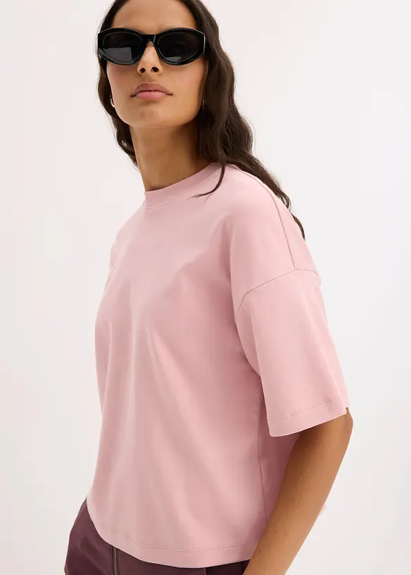 Kurzes Oversize-Shirt aus reiner schwerer Bio-Baumwolle, bonprix