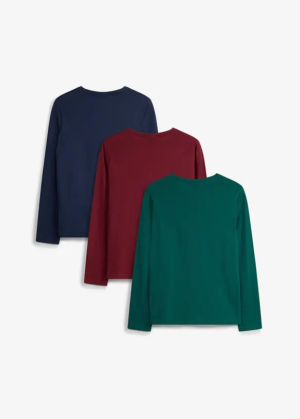 Langarmshirt aus weicher Bio Baumwolle(3er Pack), bonprix