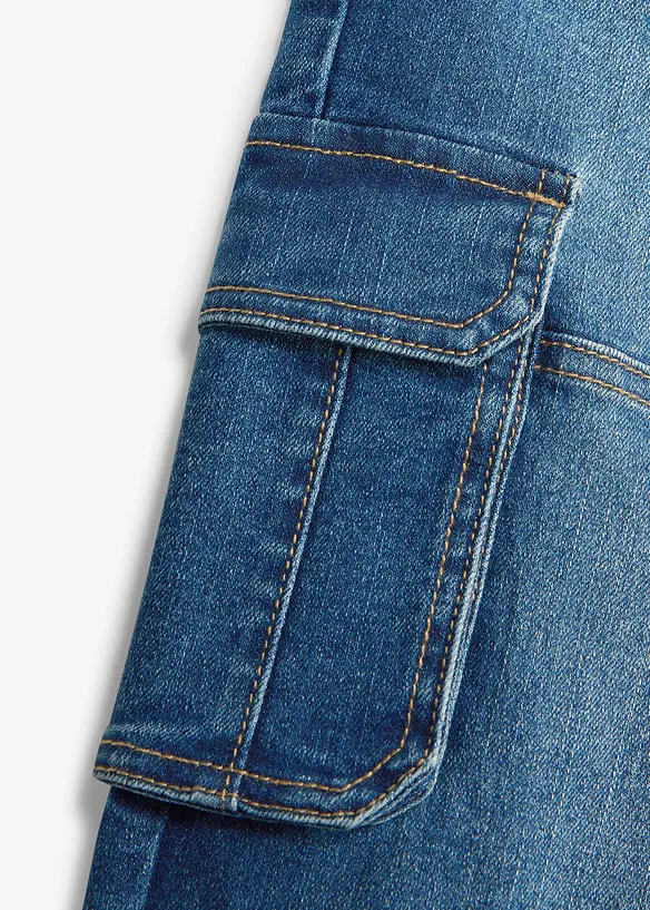 Loose-Fit-Cargojeans mit verstellbarem Bund, Straight, bonprix