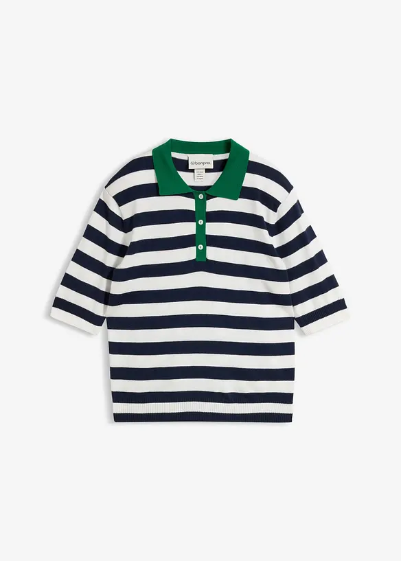 Pull col polo en fine maille, bonprix