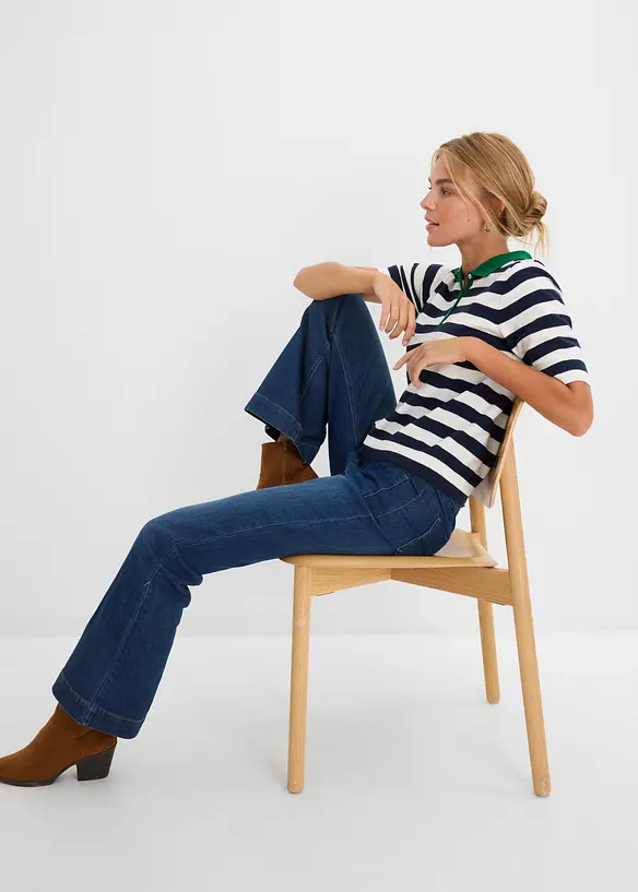 Pull col polo en fine maille, bonprix