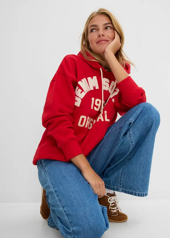 Sweat oversize &agrave; capuche 100% coton, bonprix