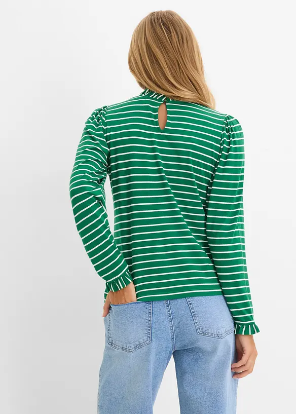 T-shirt manches longues &agrave; finitions ruch&eacute;es, bonprix