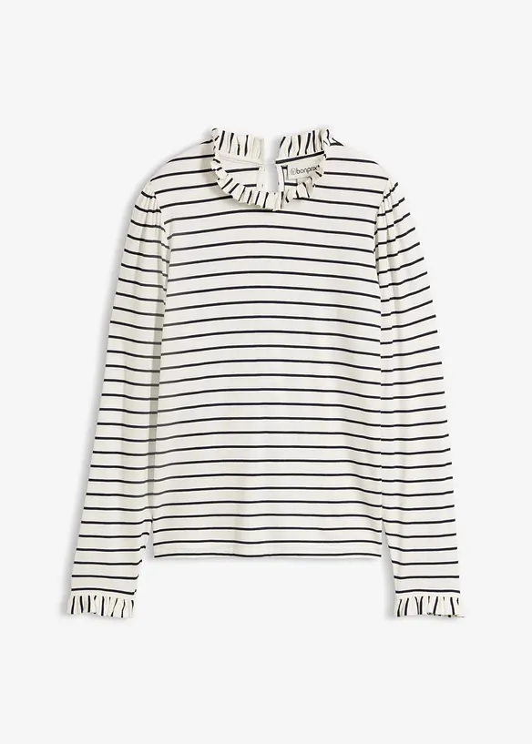 T-shirt manches longues &agrave; finitions ruch&eacute;es, bonprix