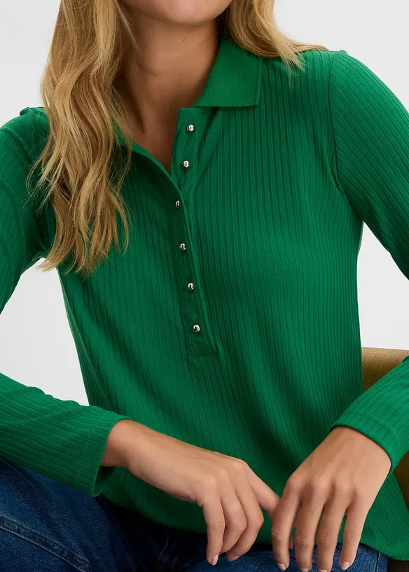 Geripptes Poloshirt, bonprix