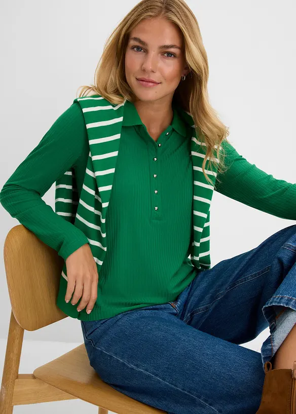Geripptes Poloshirt, bonprix