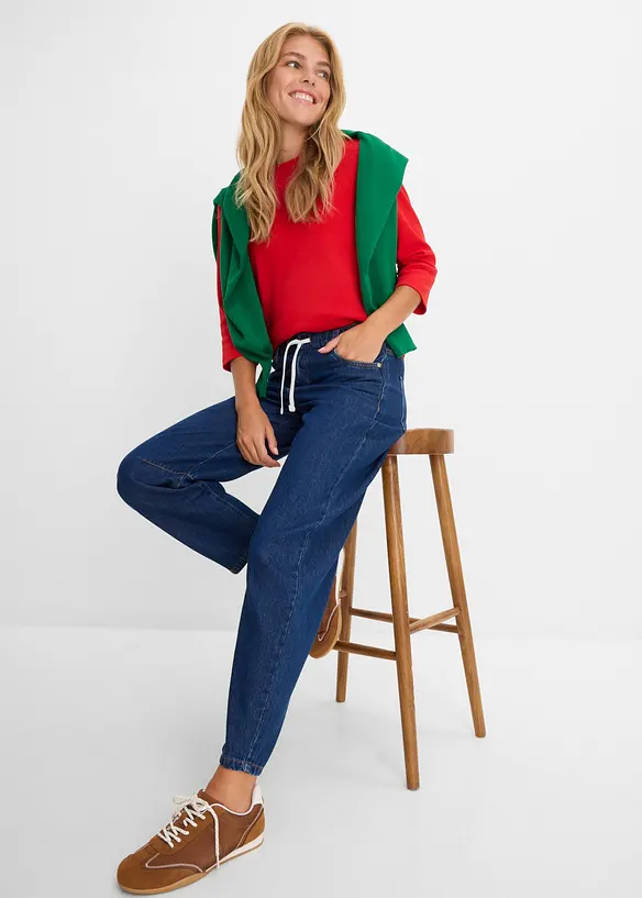Barrel-Jeans Mid Waist cropped, bonprix