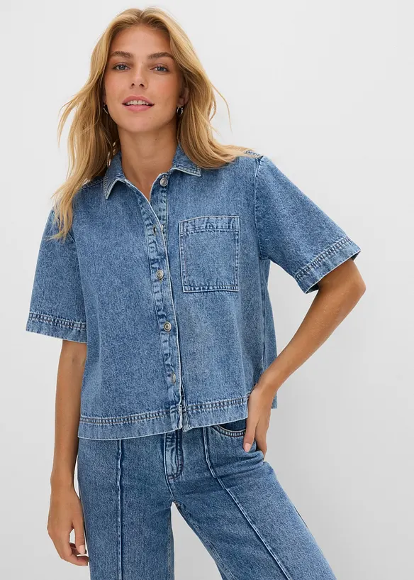 Jeansbluse aus reiner Baumwolle, bonprix