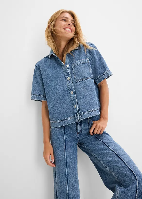 Jeansbluse aus reiner Baumwolle, bonprix