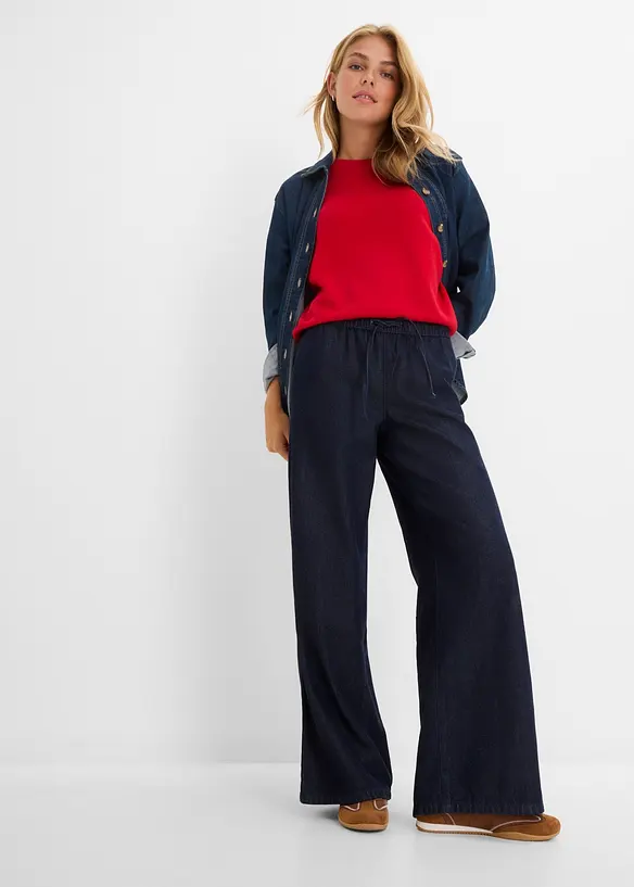 Leichte Wide-Leg-Jeans Mid Waist, bonprix