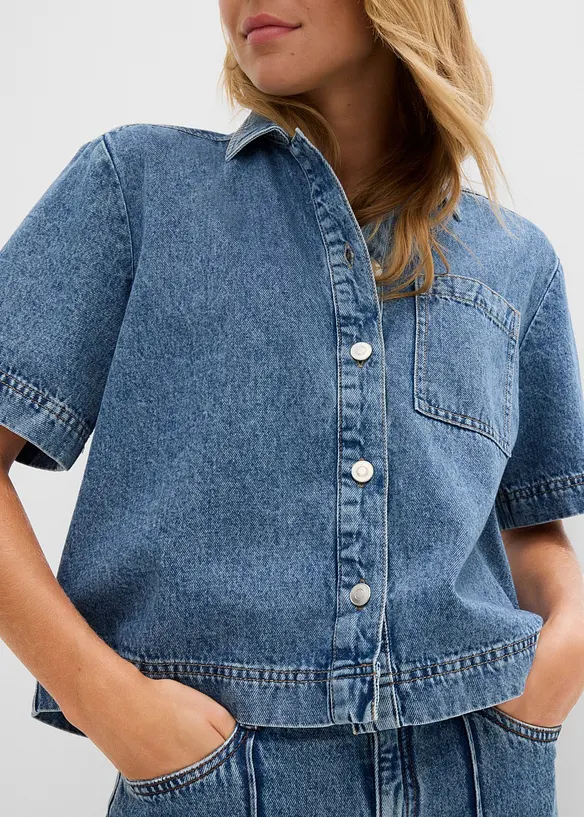 Jeansbluse aus reiner Baumwolle, bonprix